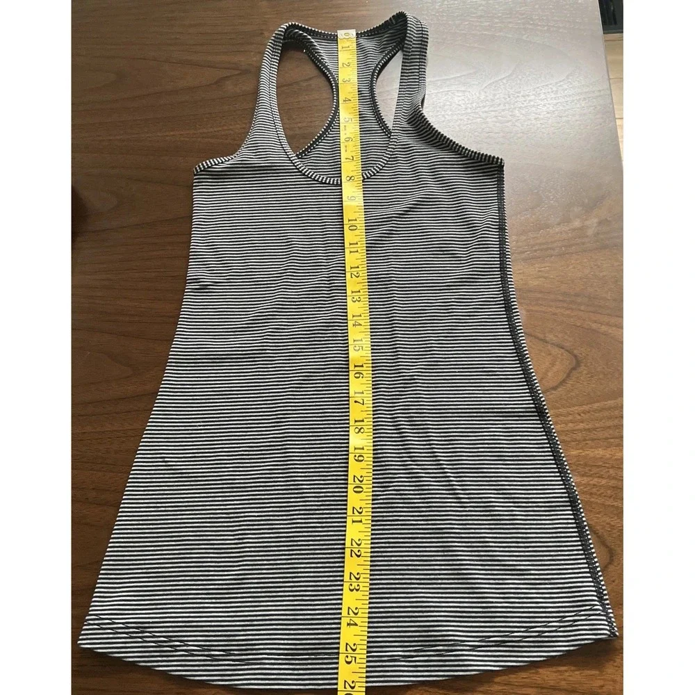 lululemon top size 2 Cool Racerback Tank - black and grey micro stripe women's
